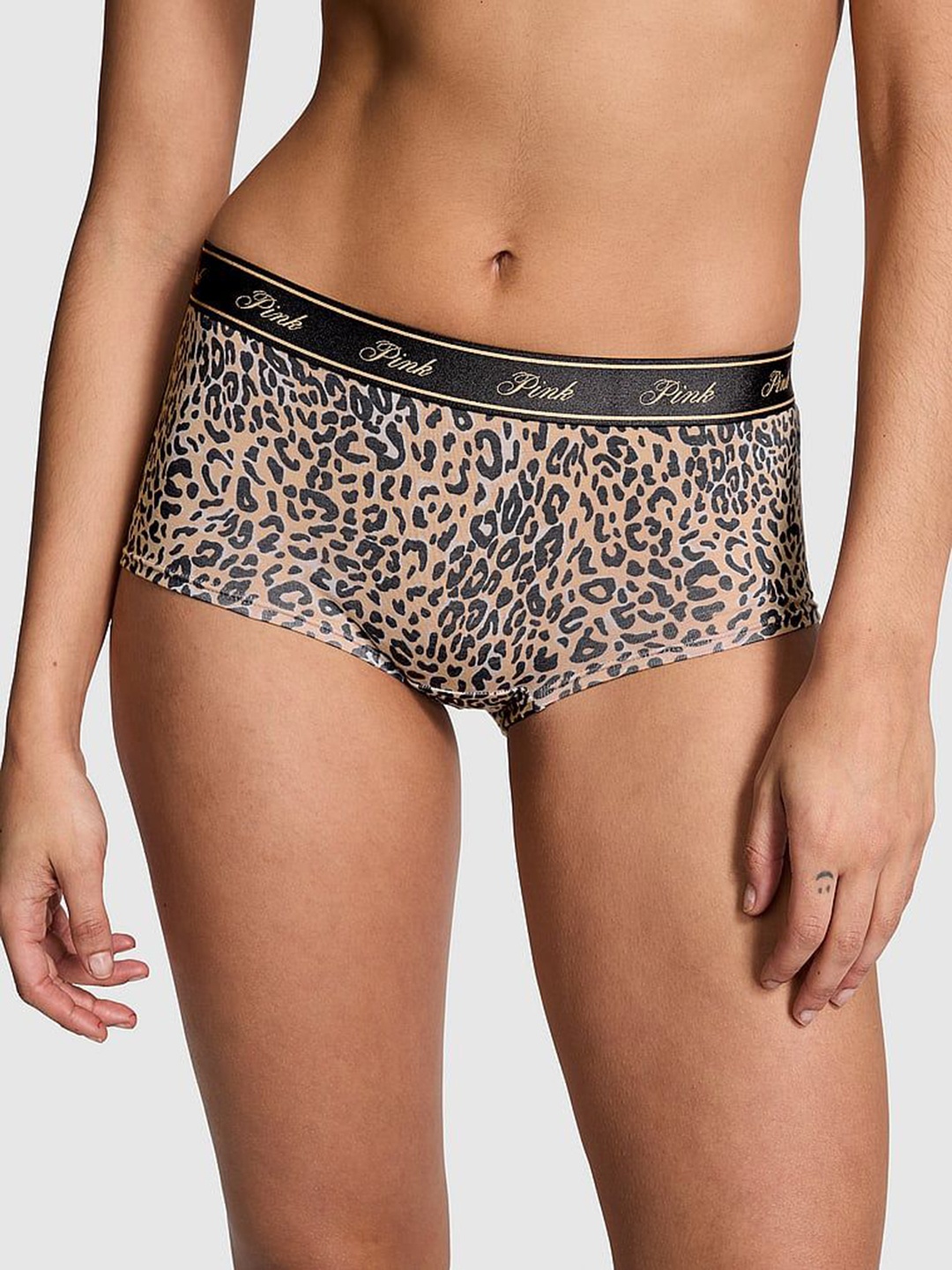 

Victoria's Secret PINK Printed Low Rise Boy Shorts Briefs, Brown