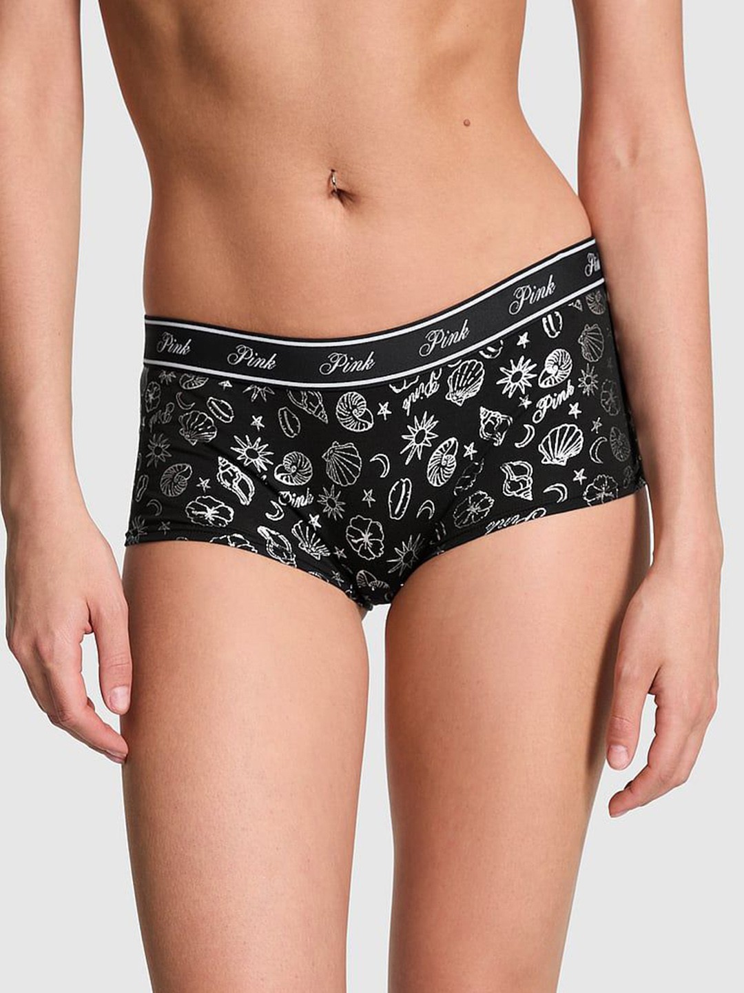 

Victoria's Secret PINK Conversational Printed Boy Shorts Briefs, Black
