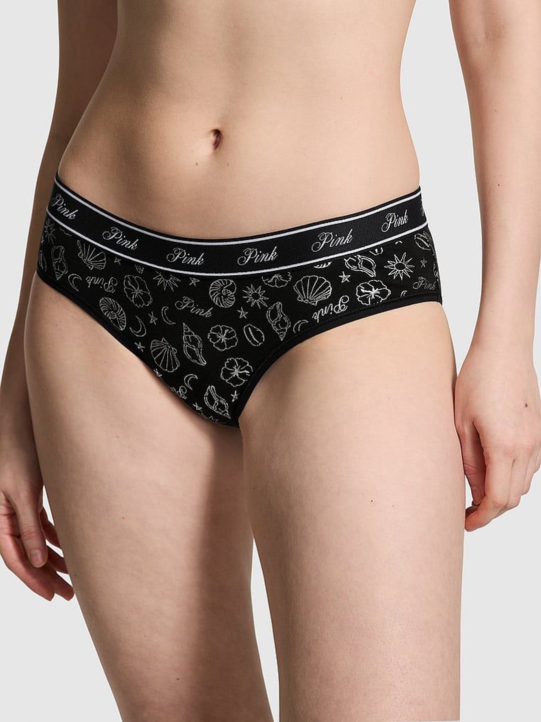 

Victoria's Secret PINK Conversational Printed Hiphugger Hipster Briefs, Black