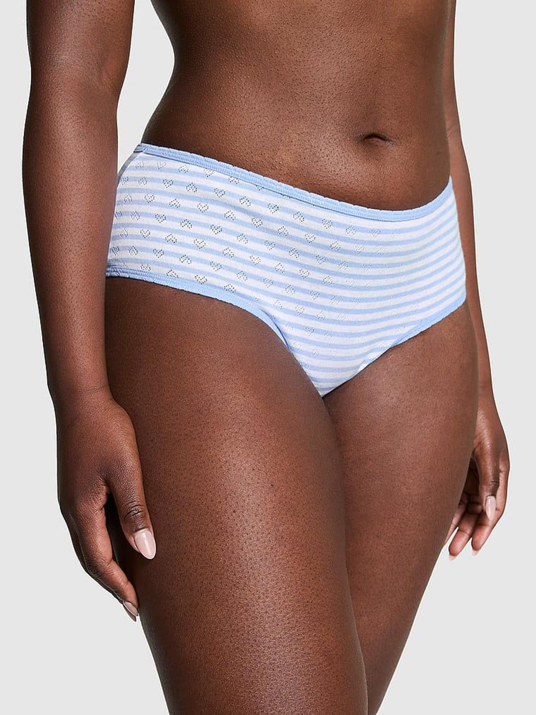 

Victoria's Secret PINK Striped Low Rise Pure Cotton Briefs, Blue