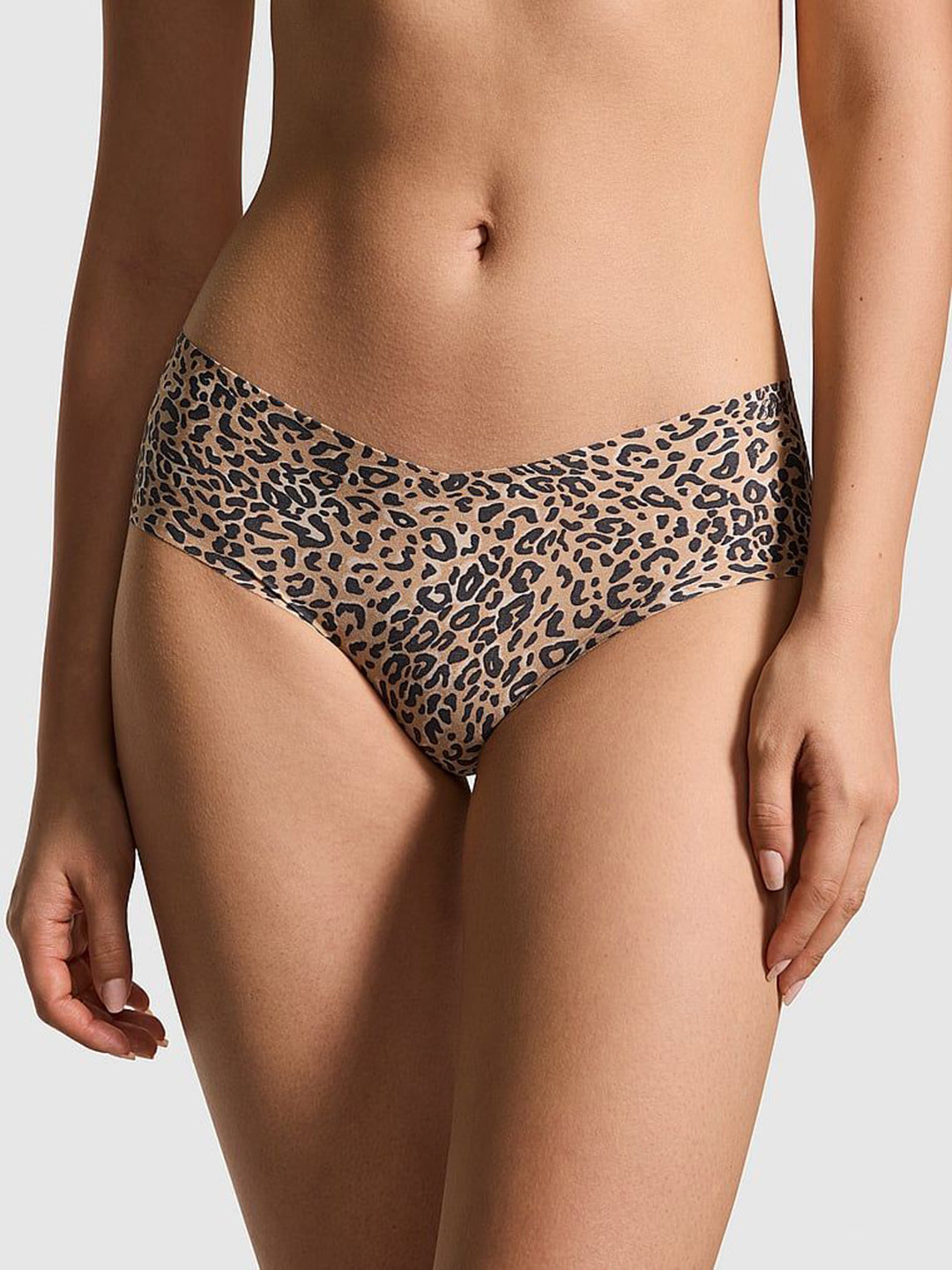 

Victoria's Secret PINK No-Show Cheeky Animal Printed Low-Rise Basic Briefs, Brown