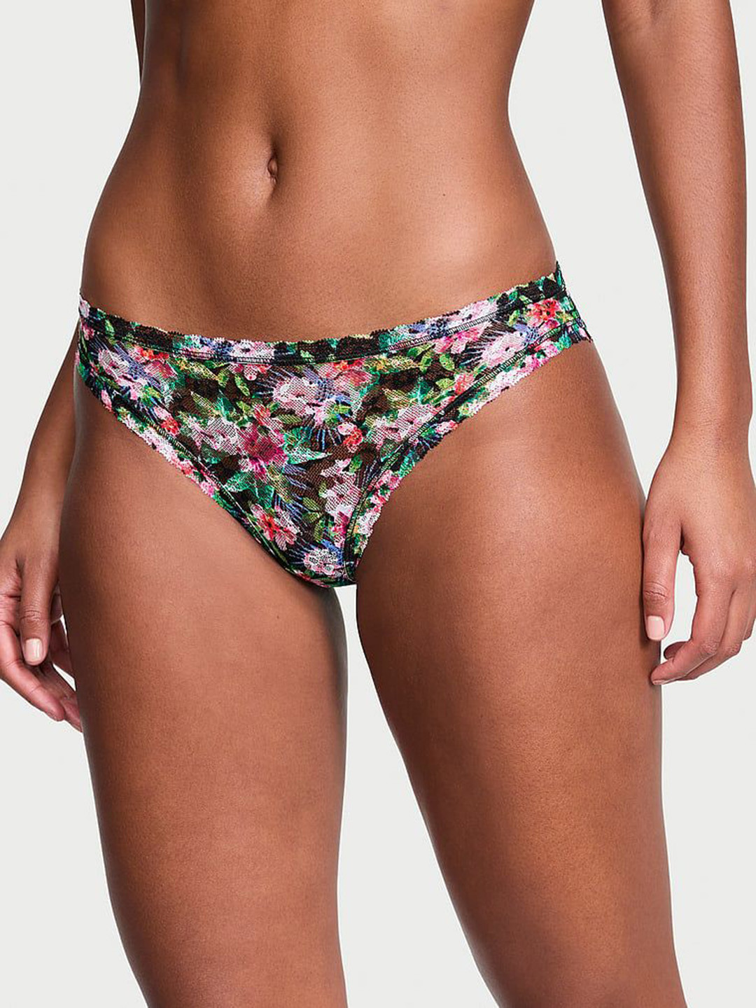 

Victoria's Secret The Lacie Floral Printed Low Rise Bikini Brief, Black