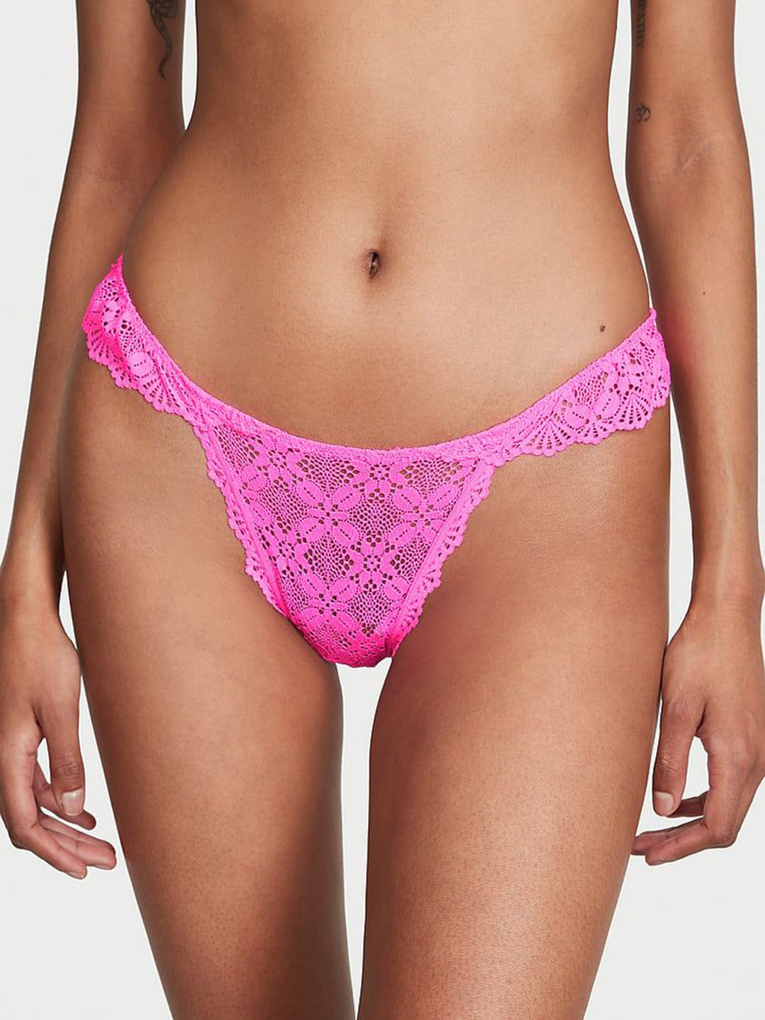 

Victoria's Secret Laced Mid-Rise Briefs 1123585915T5, Pink