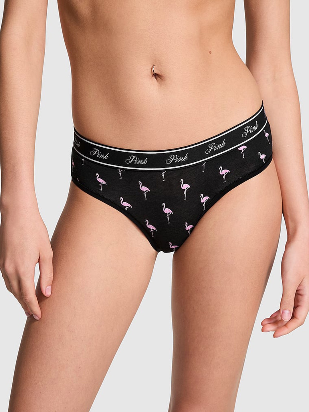 

Victoria's Secret PINK Printed Low Rise Hiphugger Hipster Briefs, Black