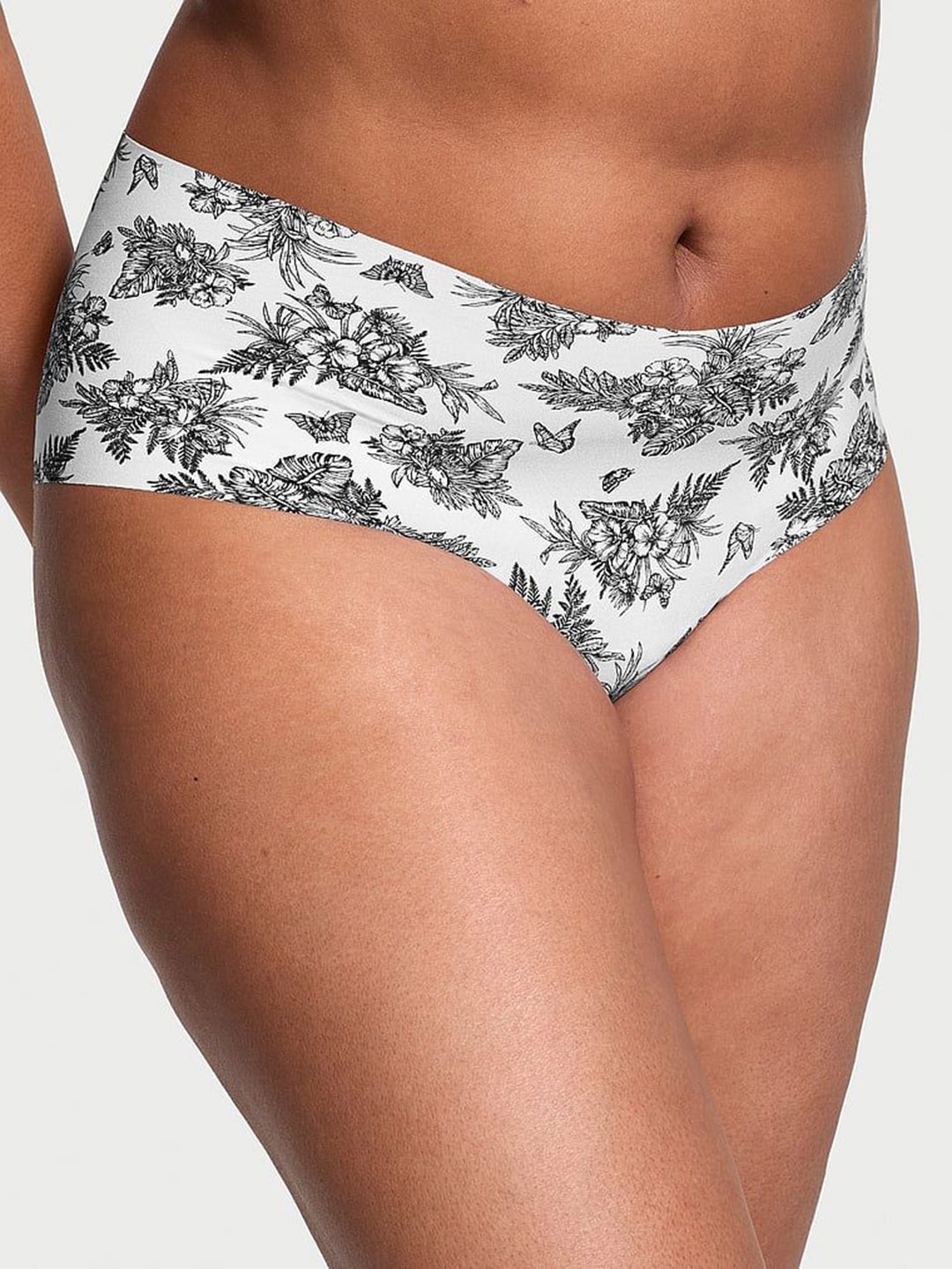 

Victoria's Secret No-Show Cheeky Floral Printed Basic Briefs, White