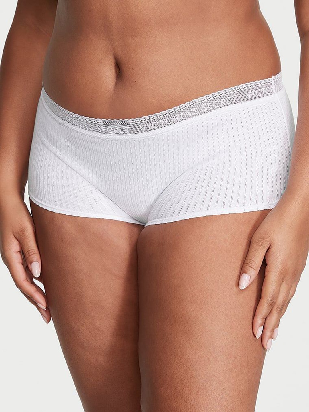 

Victoria's Secret Lace-Waist Boyshort Panty 1124034095D1, White