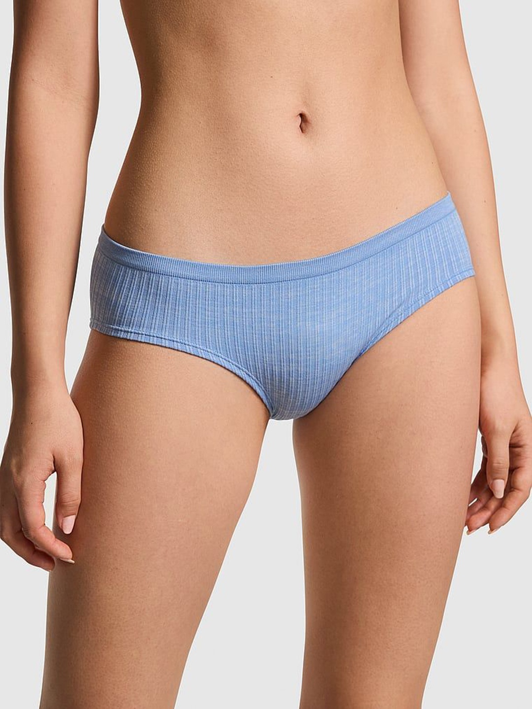 

Victoria's Secret PINK Seamless Hiphugger Self Design Low-Rise Hipster Briefs, Blue