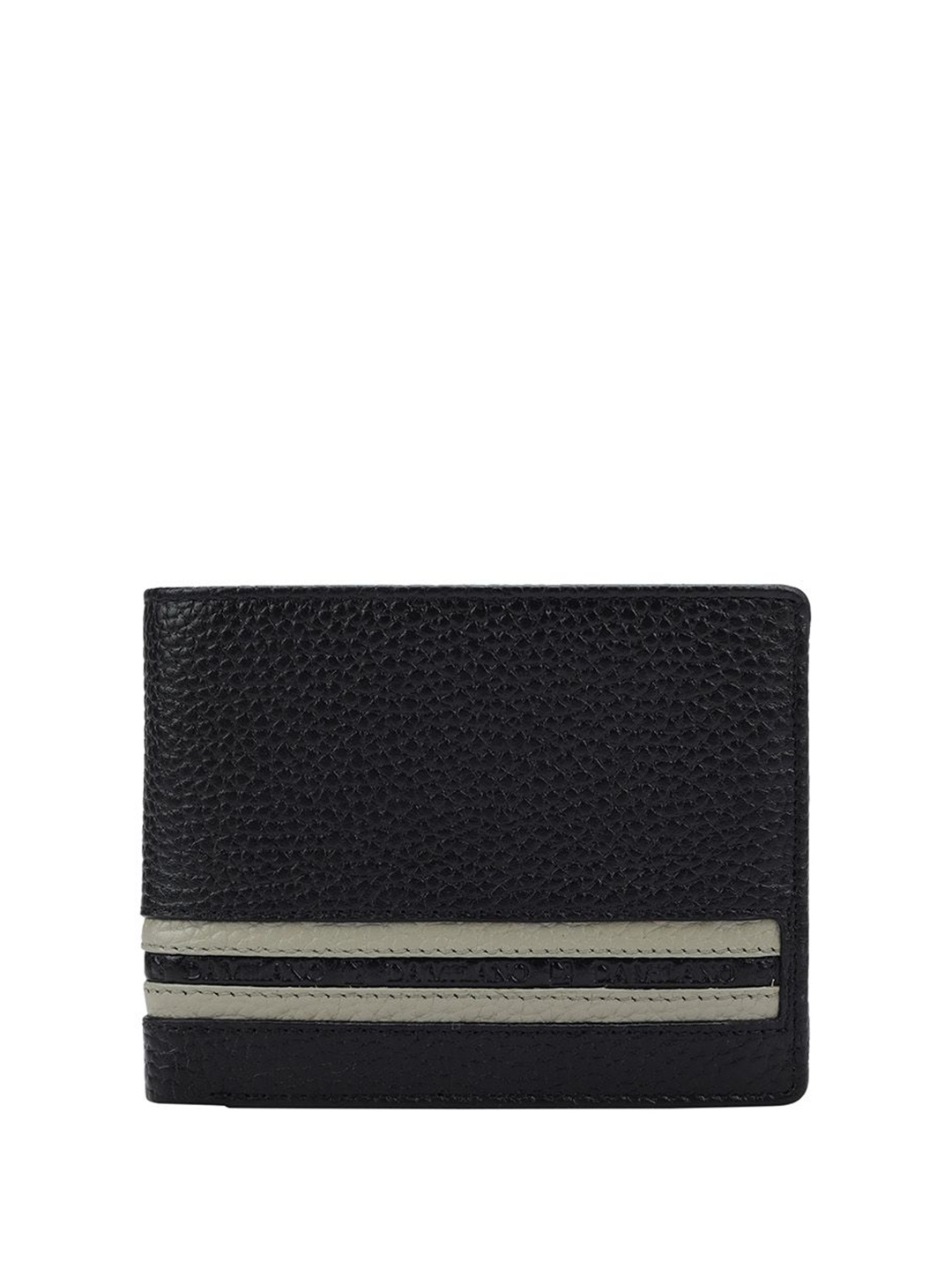 

Da Milano Men Textured Wrist Loop Leather Two Fold Wallet, Black