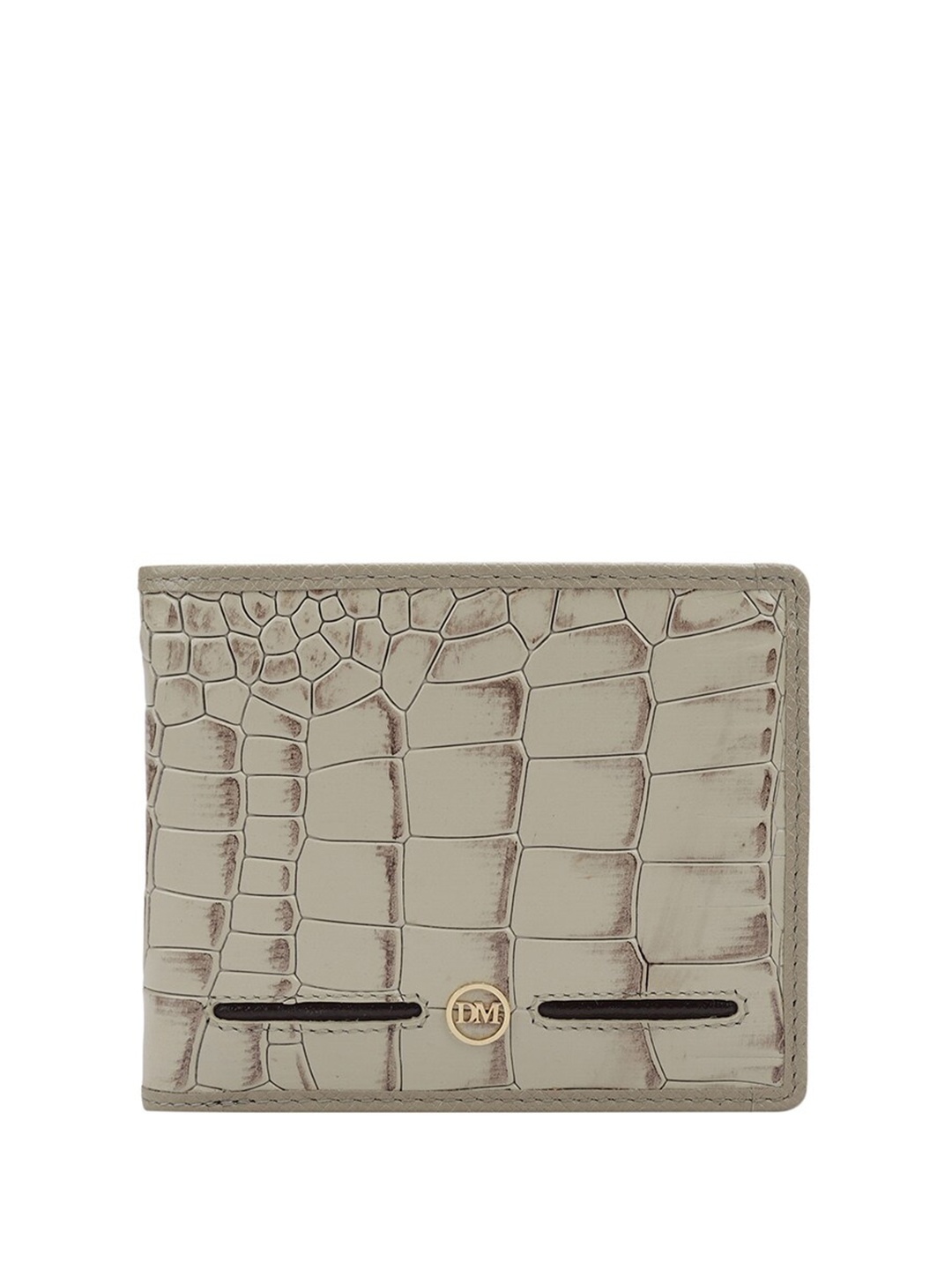 

Da Milano Men Textured Leather Two Fold Wallet, Cream