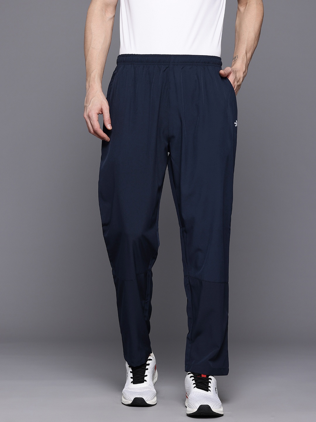 

HRX by Hrithik Roshan Men Typography Printed Rapid-Dry Track Pants, Navy blue