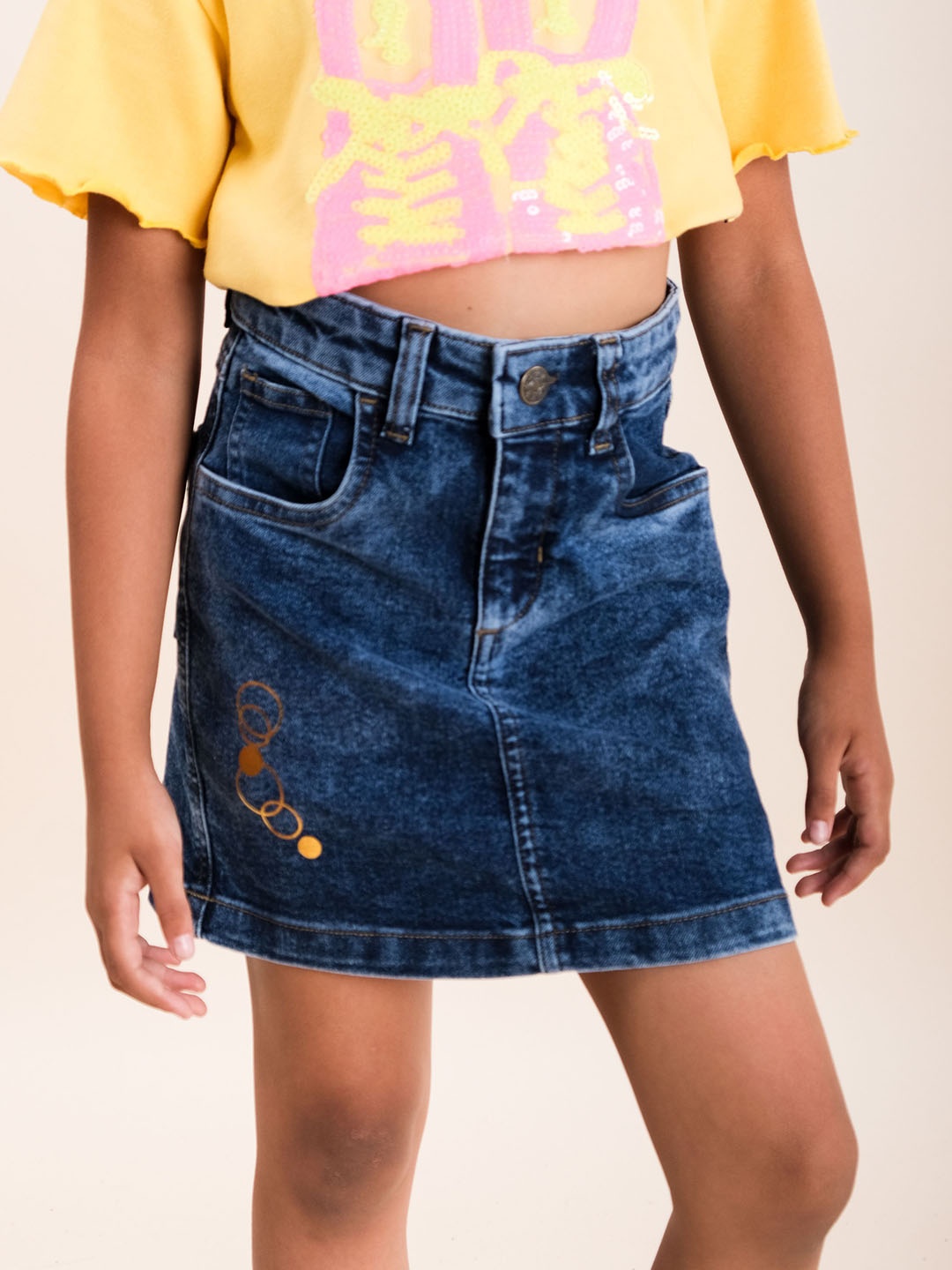 

KiddoPanti Girls Denim Straight Above Knee Skirt, Blue