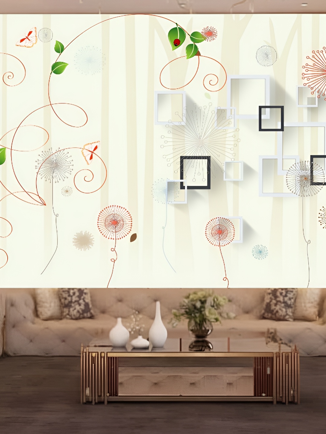 

Aura Cream & Brown Printed Self-Adhesive 3D Wallpaper