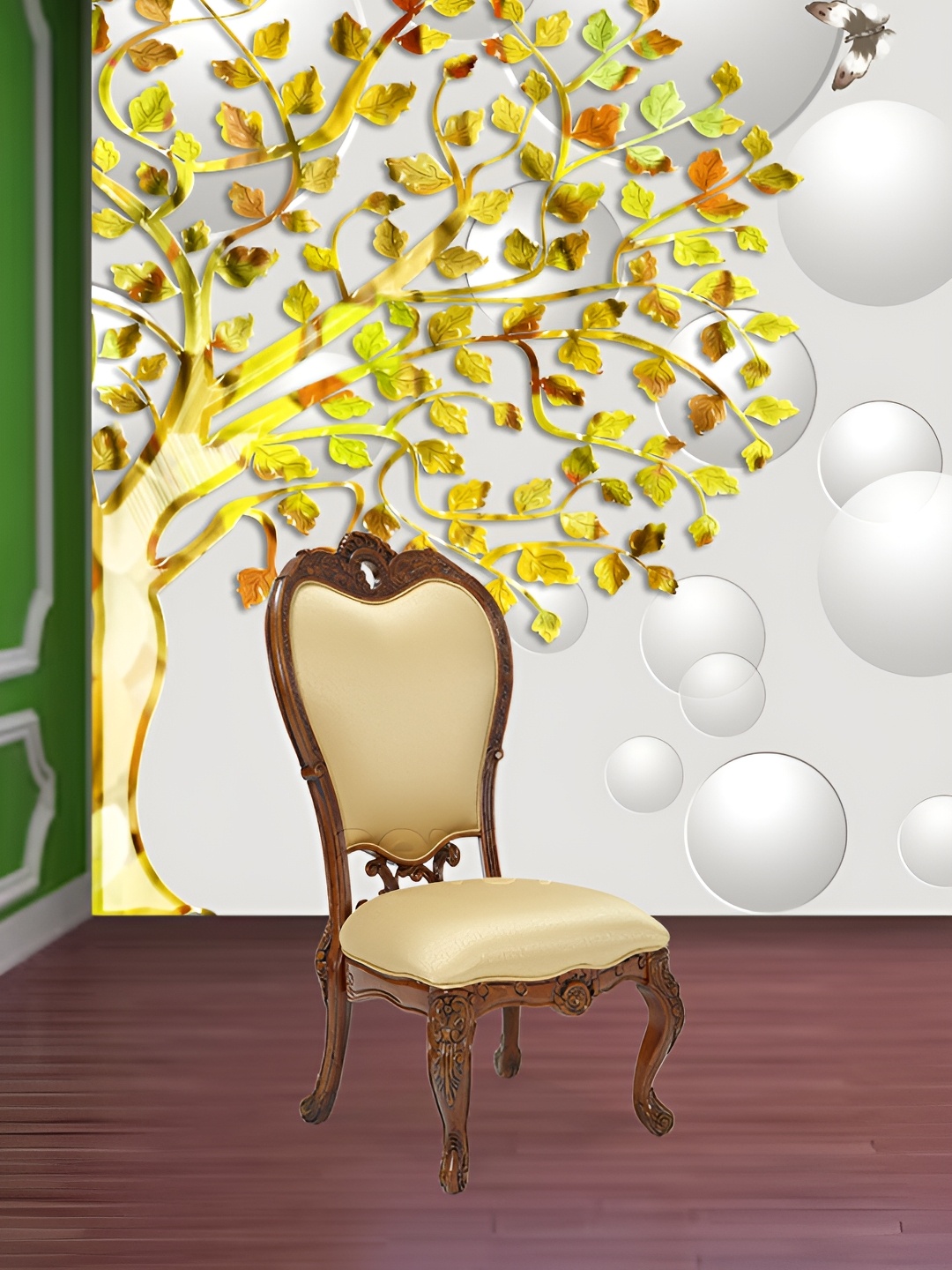 

Aura White & Gold toned Printed Self-Adhesive Wall Sticker