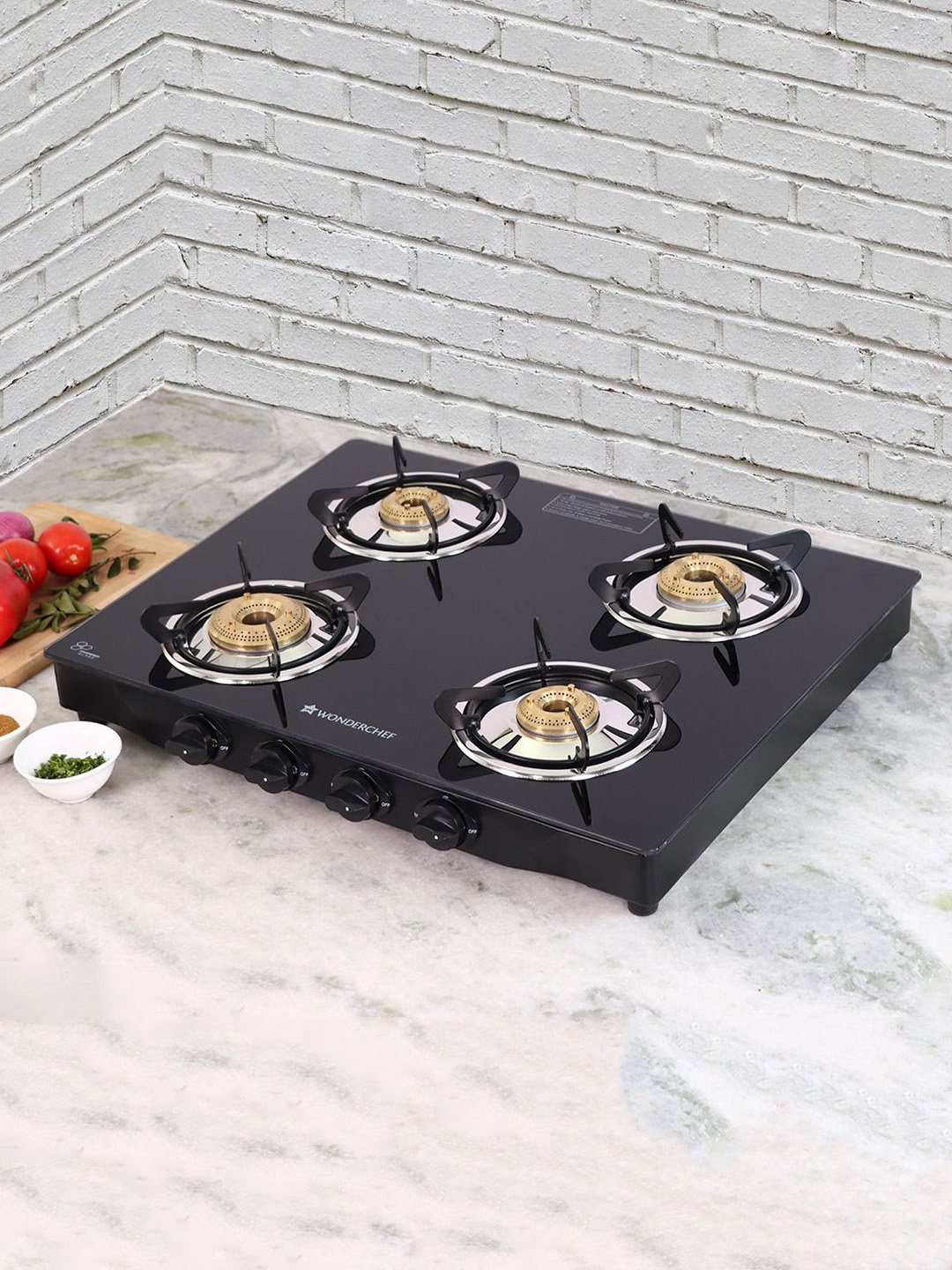 

Wonderchef Black Glass 4 Burner Manual Gas Stove