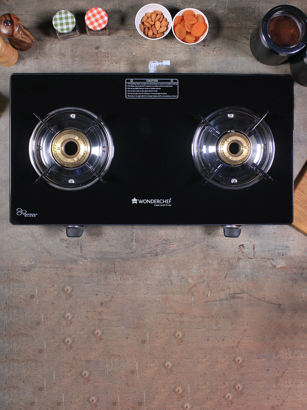 

Wonderchef Zest Black Glass 2 Burner Manual Gas Stove