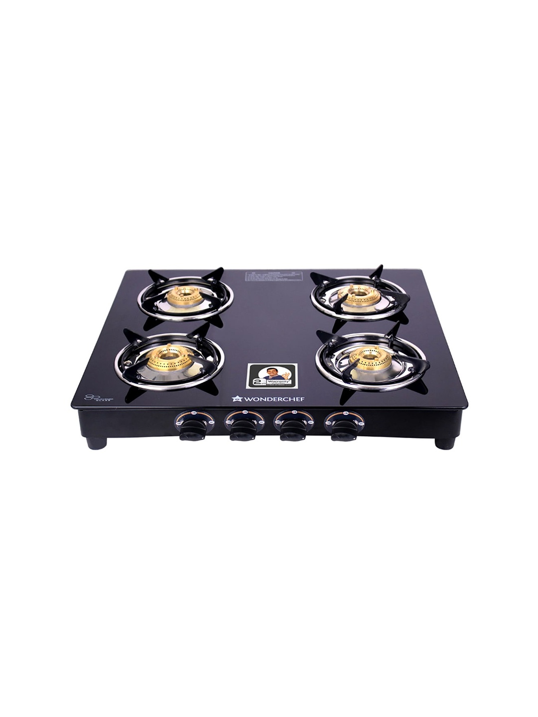 

Wonderchef Ultima Black Glass 4 Burner Manual Gas Stove