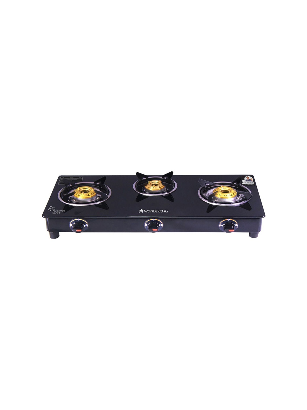 

Wonderchef Ultima Black Glass 3 Burner Manual Gas Stove