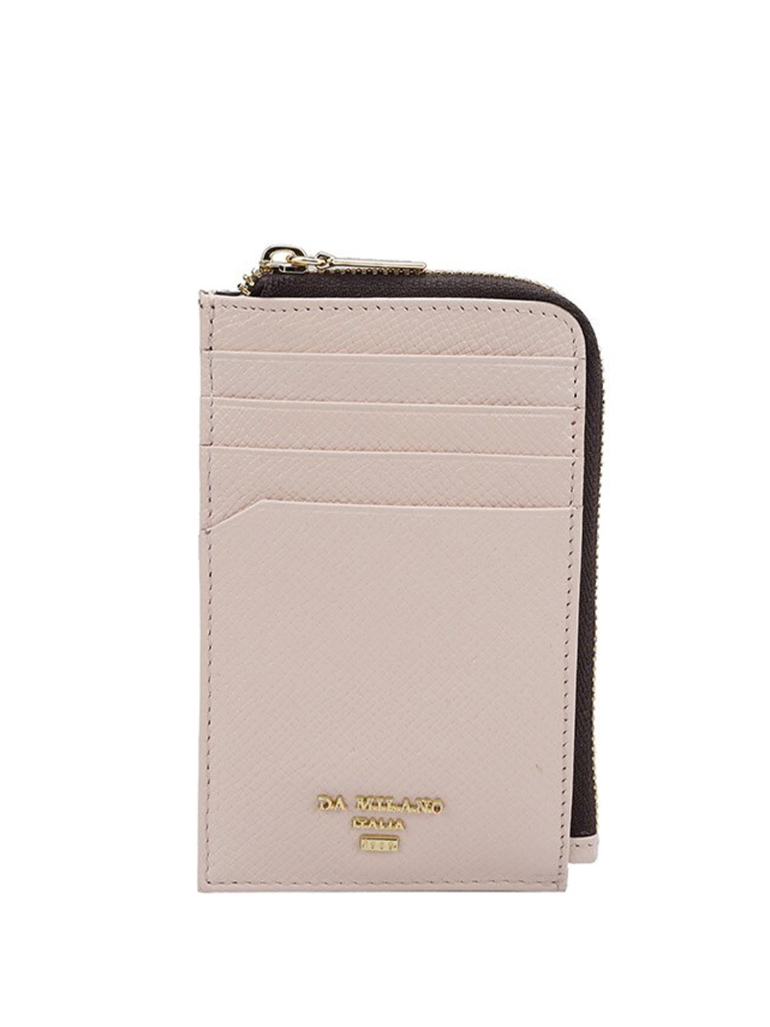 

Da Milano Unisex Textured Leather Zip Around Wallet, Off white