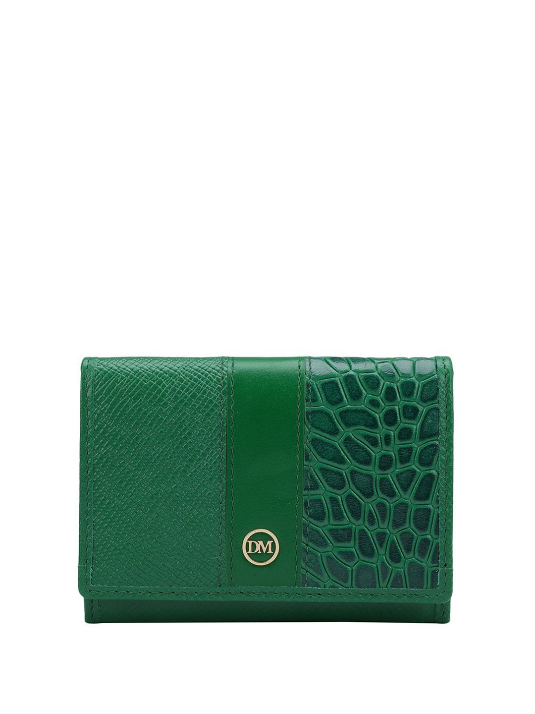 

Da Milano Unisex Textured Leather Two Fold Wallet, Green