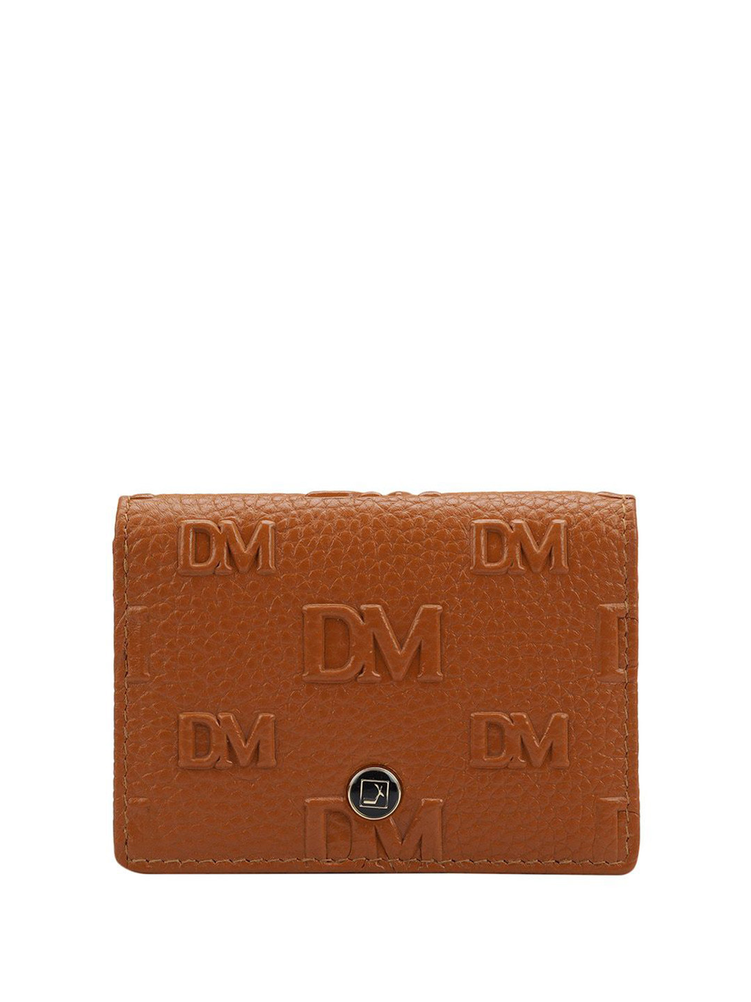 

Da Milano Unisex Brand Logo Textured Leather Two Fold Wallet, Orange