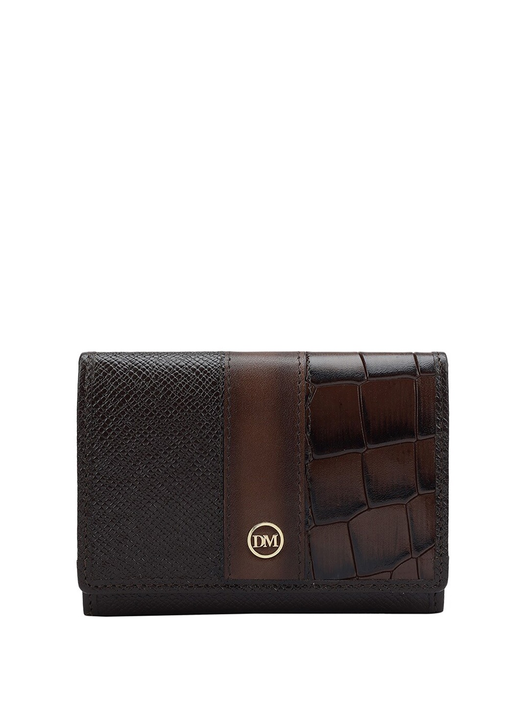

Da Milano Unisex Textured Leather Two Fold Wallet, Brown