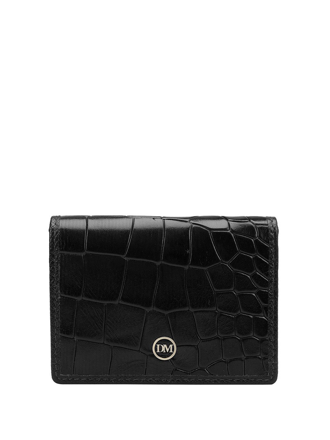 

Da Milano Unisex Textured Leather Two Fold Wallet, Black