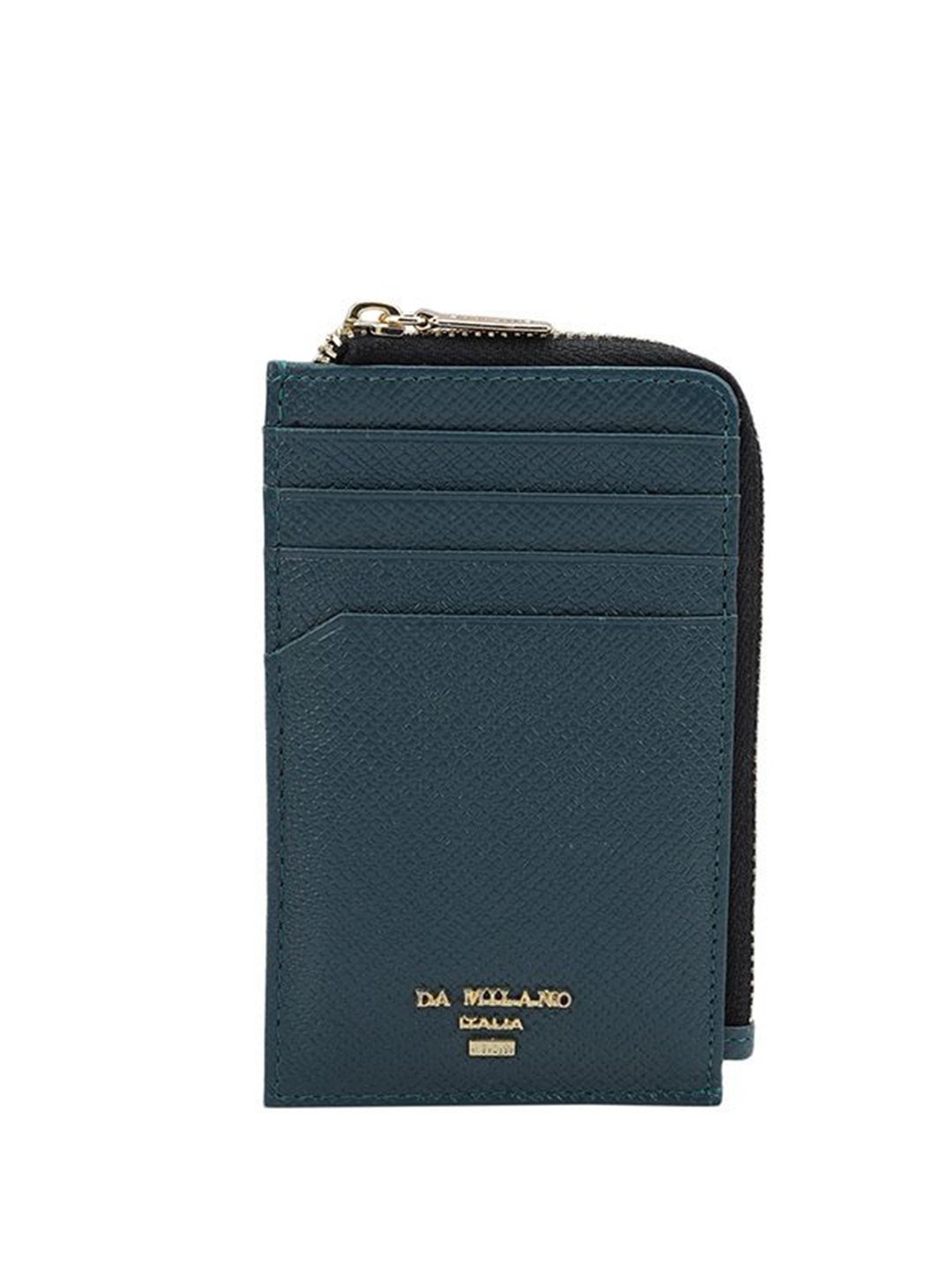 

Da Milano Unisex Textured Leather Zip Around Wallet, Green