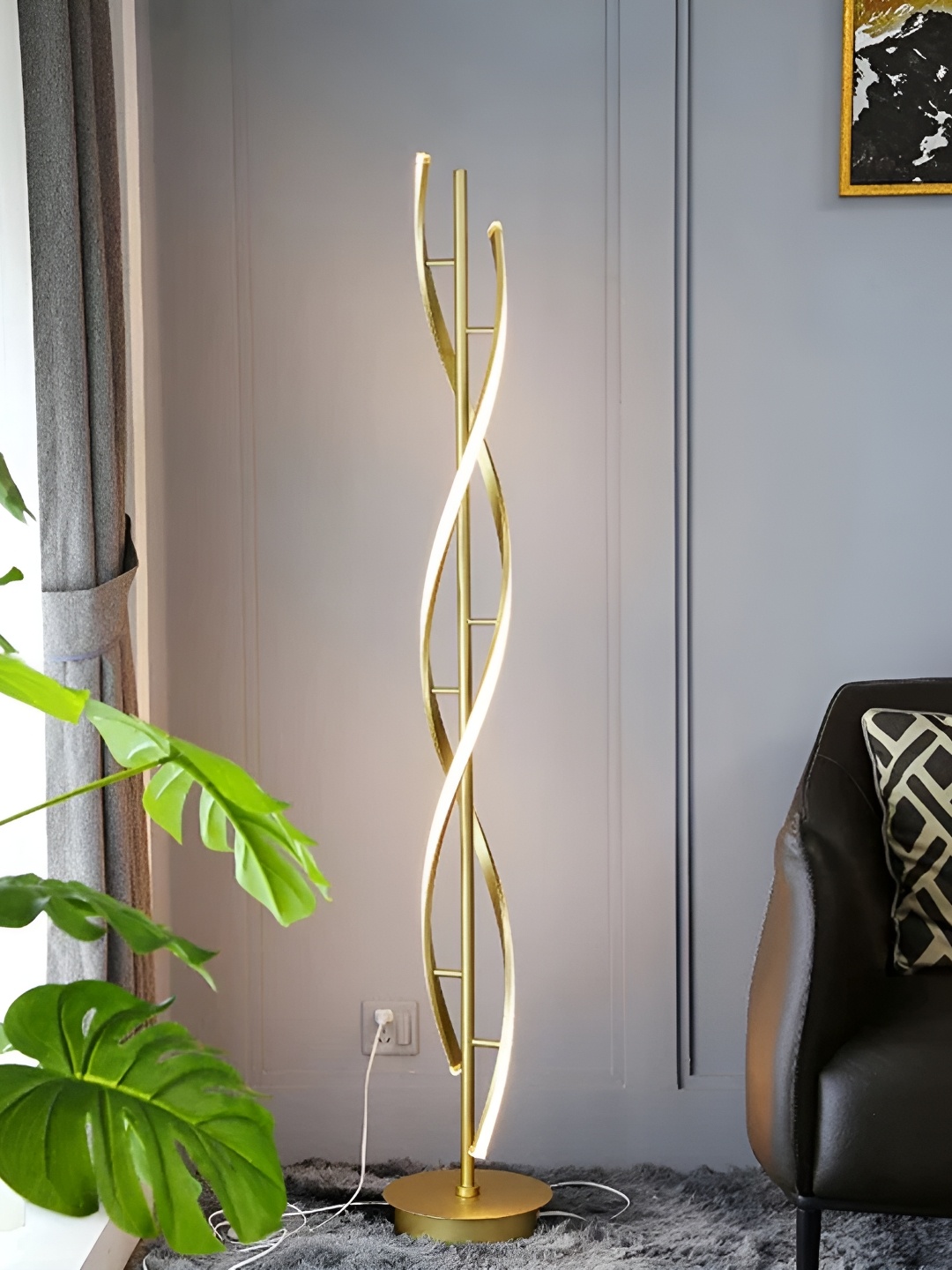 

THEDECORKART Yellow Textured Contemporary Abstract Shaped Floor Lamps