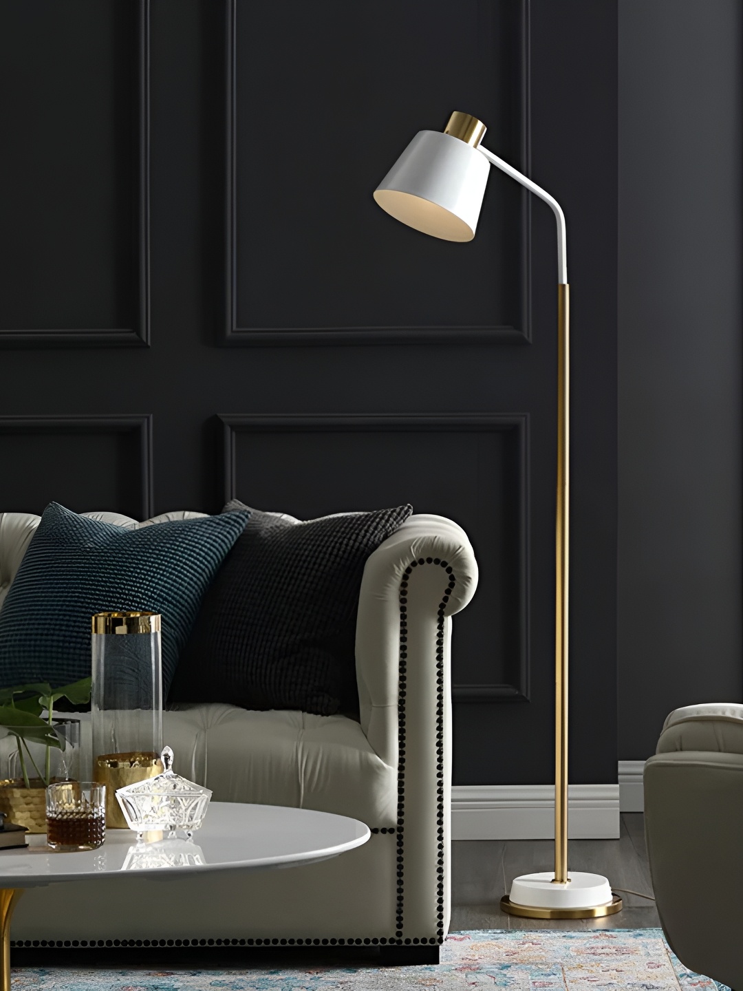 

THEDECORKART White Metal Contemporary Bell Shaped Table Lamp