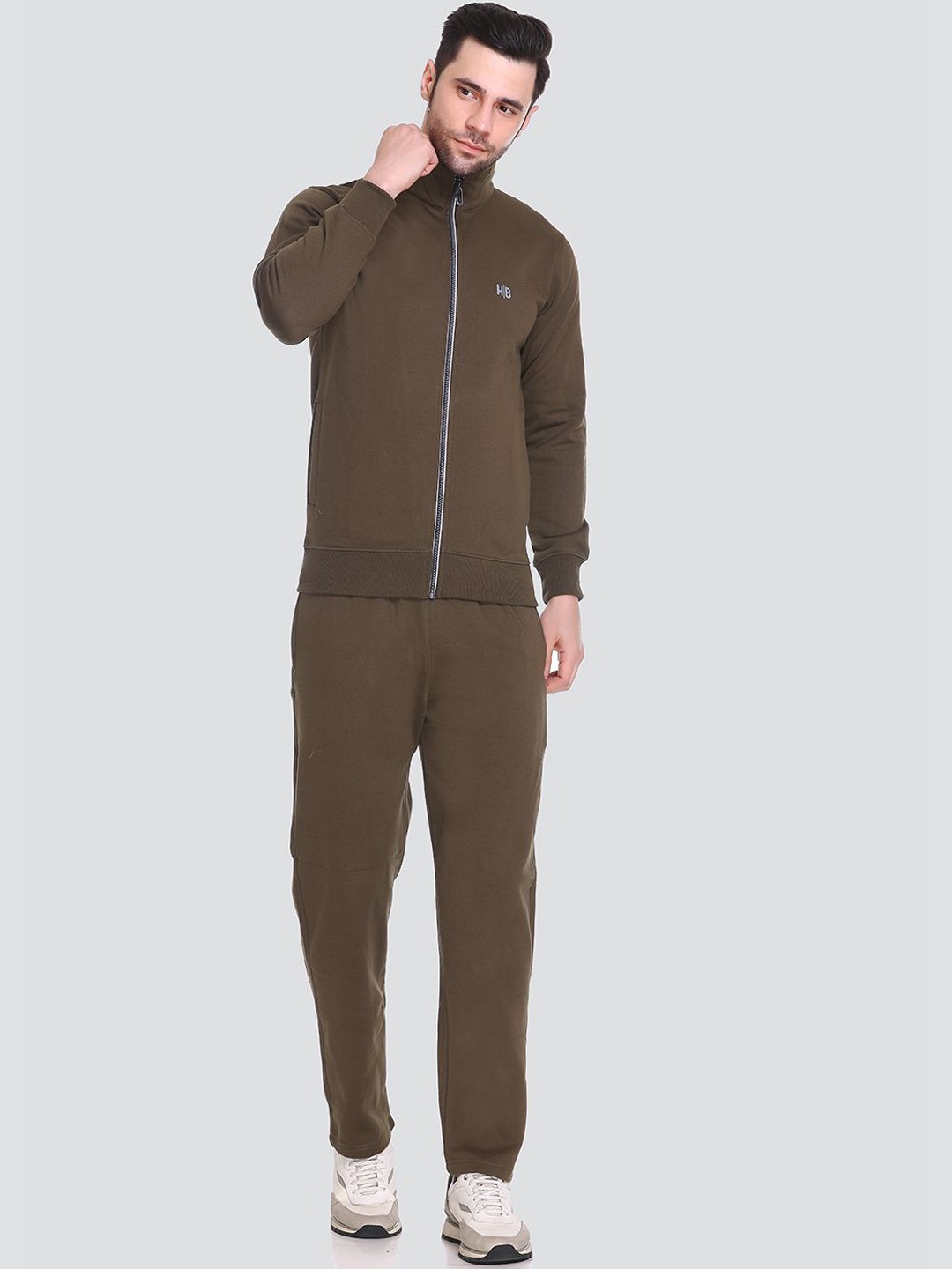

HB Honey Bee Mock Collar Mid-Rise Tracksuit, Olive
