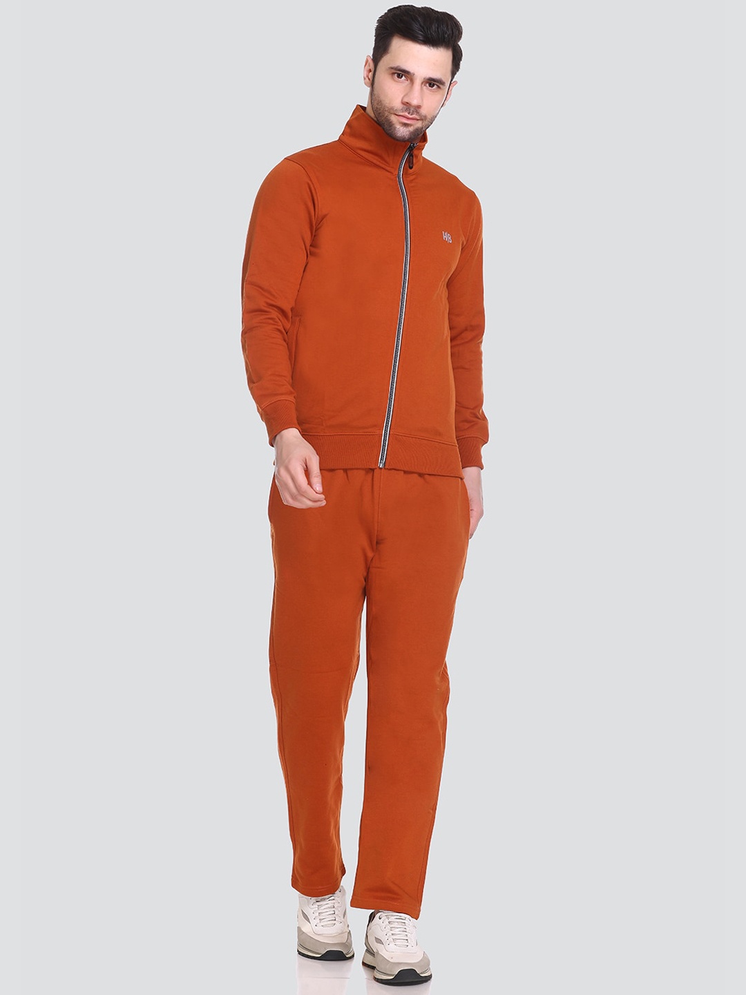 

HB Honey Bee Mock Collar Cotton Fleece Tracksuit, Rust