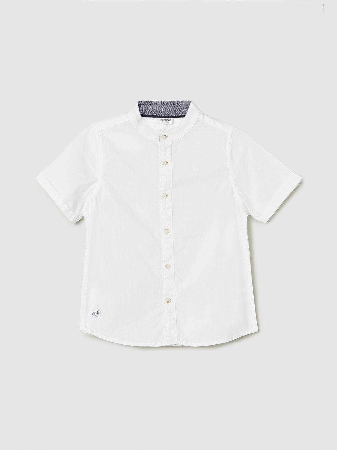 

max Girls Cotton Mandarin Collar Casual Shirt, White
