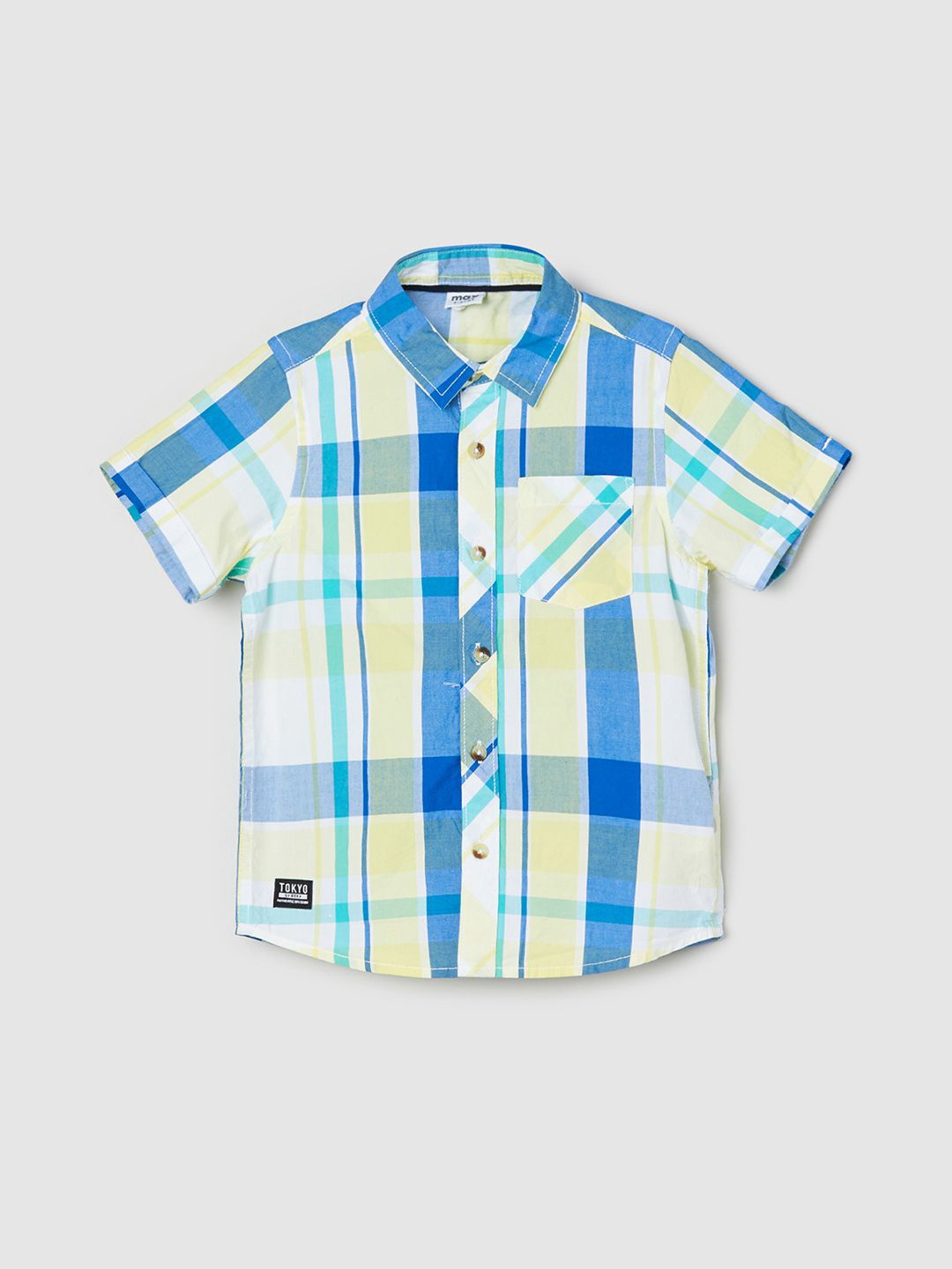 

max Boys Vertical Striped Cotton Spread Collar Casual Shirt, Yellow