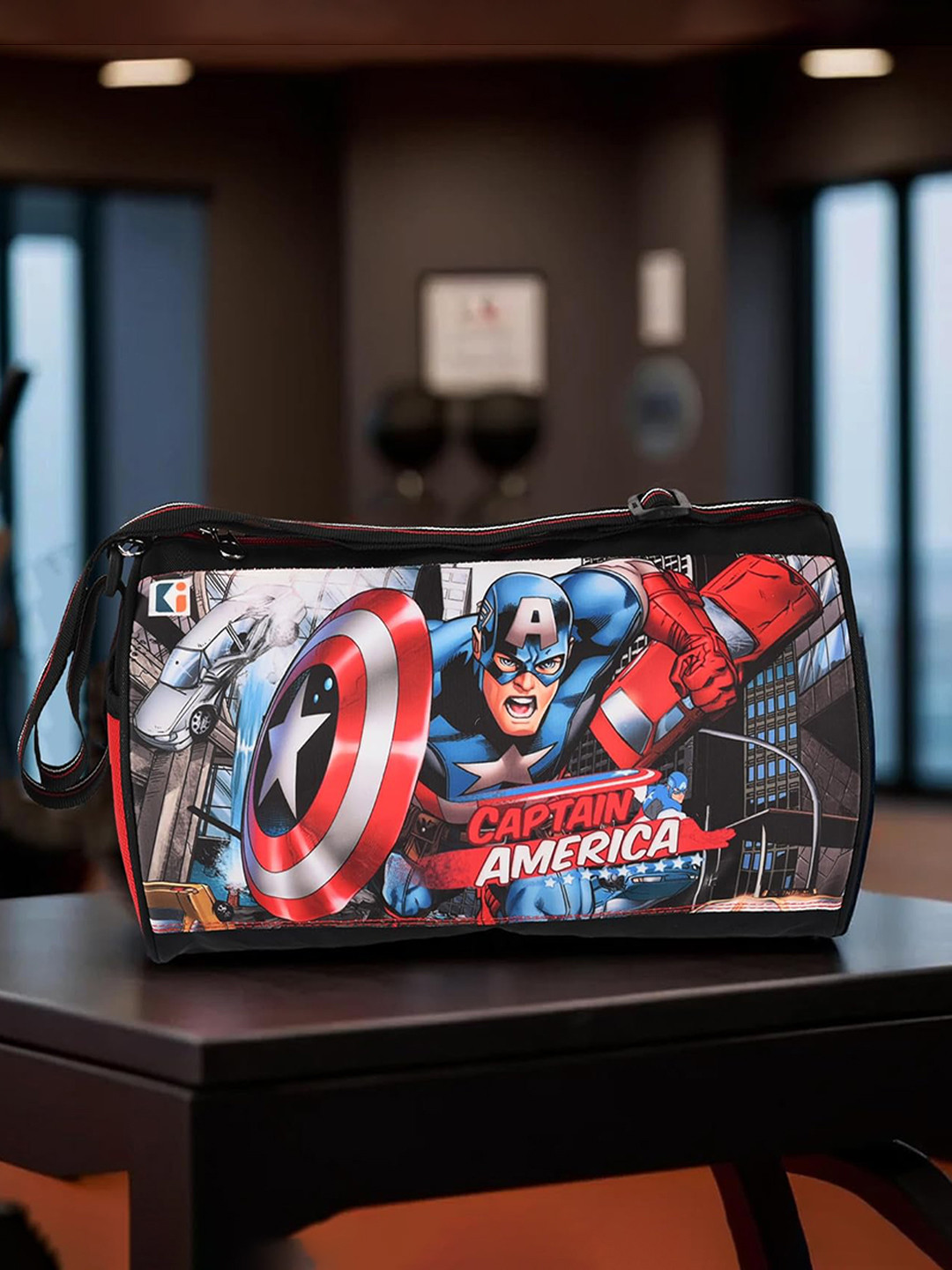 

Kuber Industries Unisex Set of 2 Captain America Printed Medium Sports Duffel Bag, Red