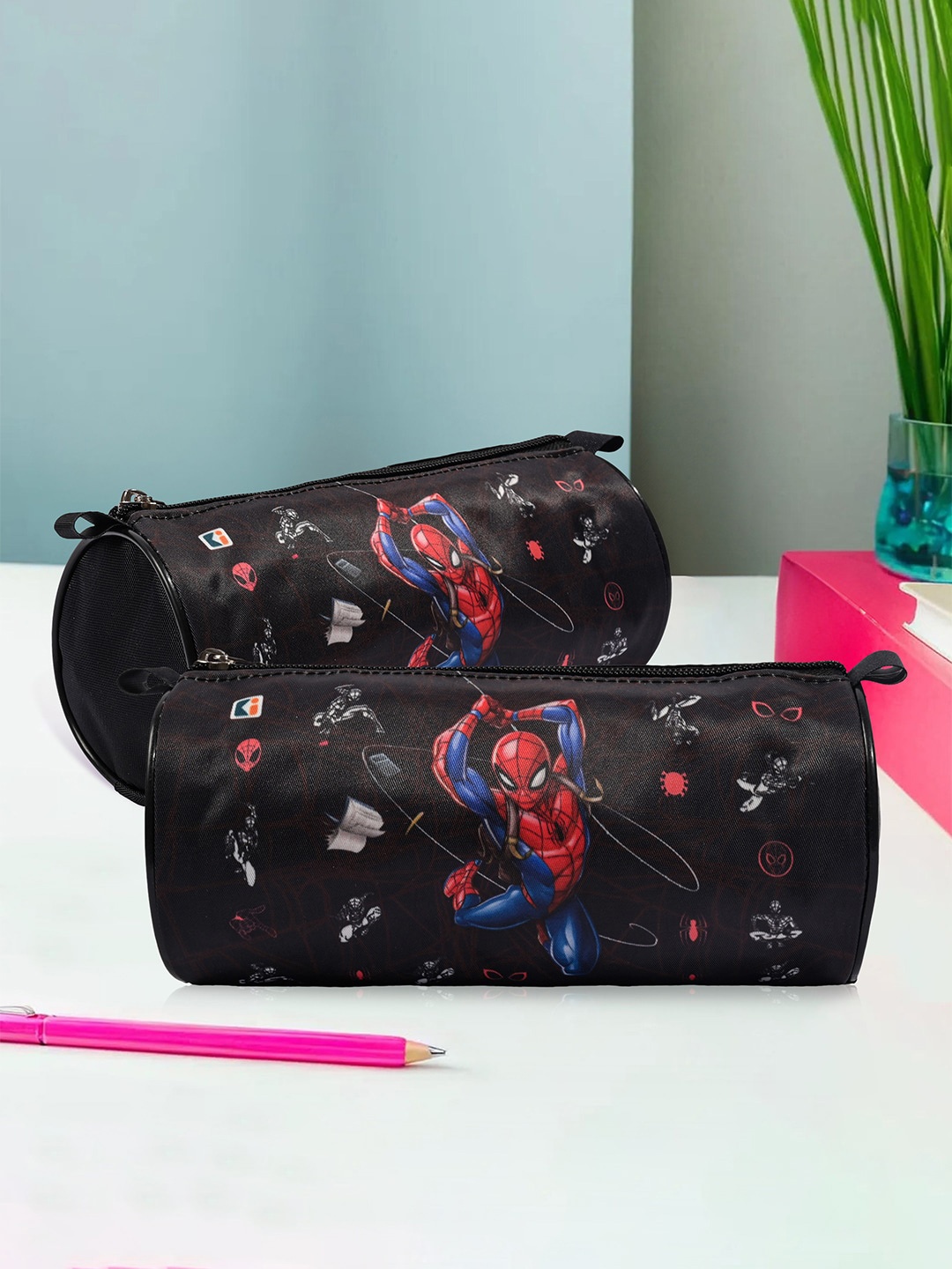 

Kuber Industries 2 Pieces Self Designed Pen Cases Stationery, Black