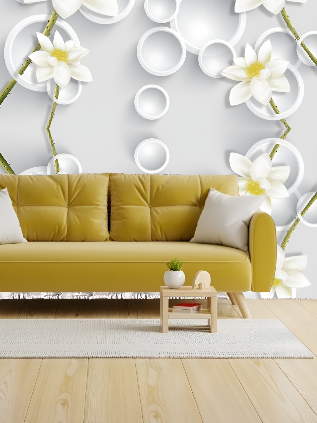 

Aura White & Yellow Printed Self-Adhesive 3D Wallpaper