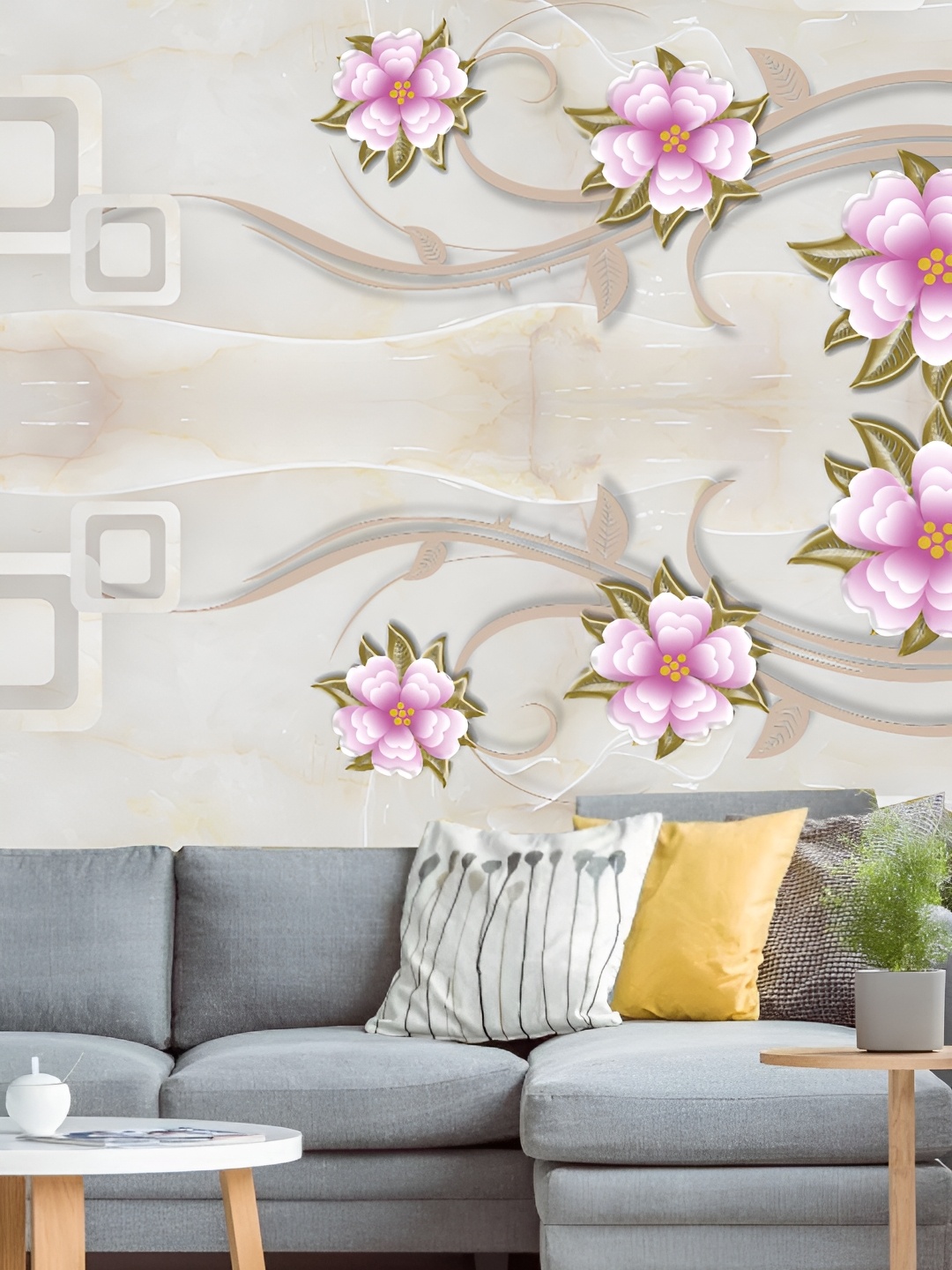 

Aura White & Pink 3D Printed Self Adhesive Wall Sticker