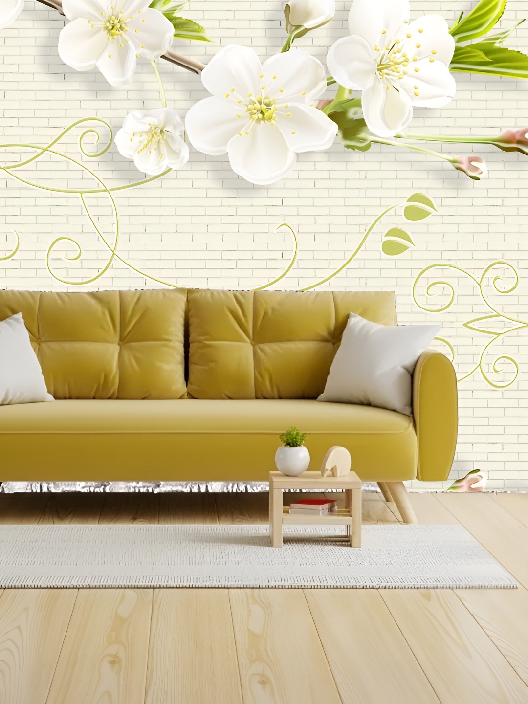 

Aura Cream & White Printed Self-Adhesive 3D Wallpaper