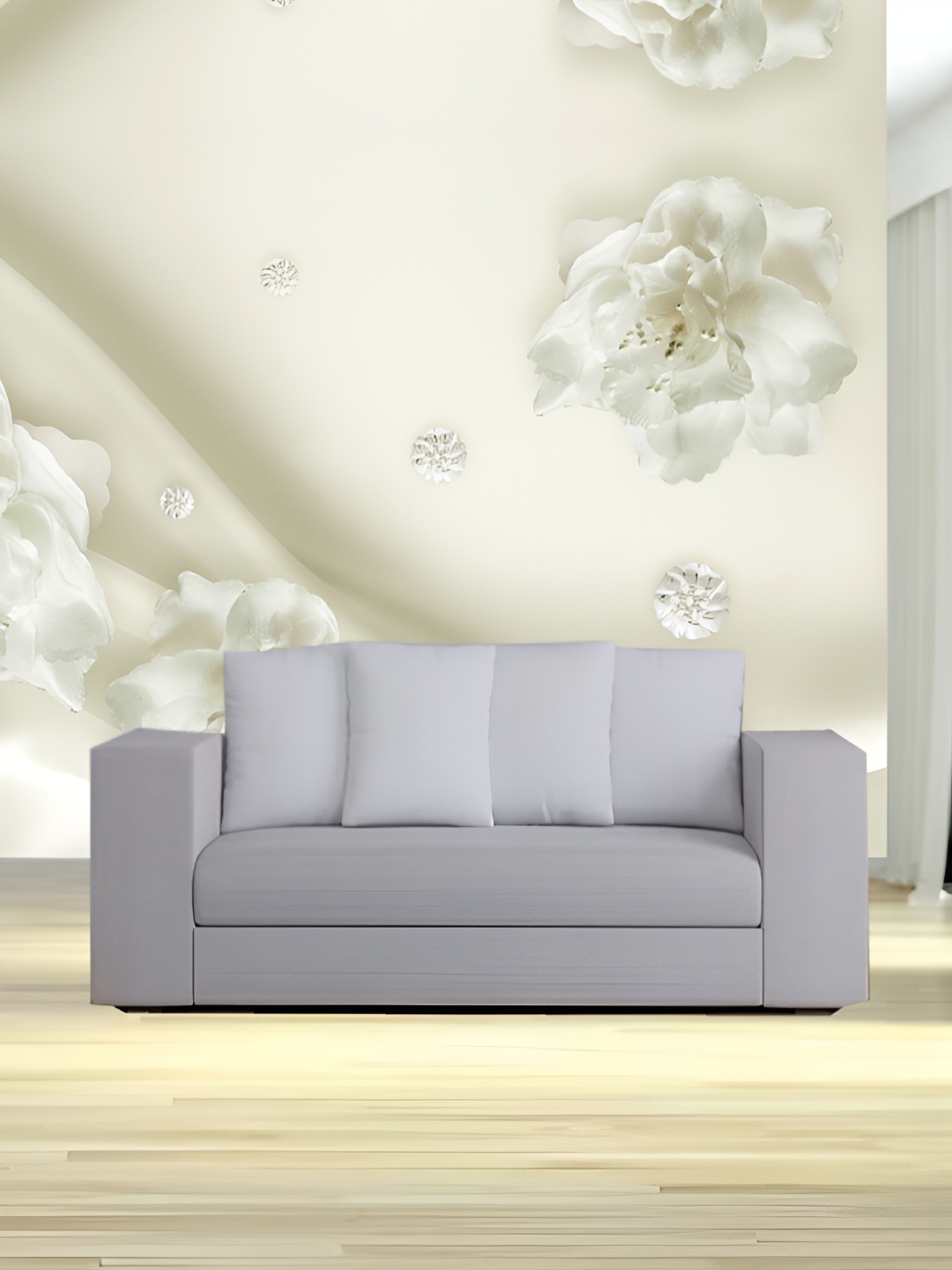 

Aura Cream Colored & White Printed Self-Adhesive 3D Wallpaper