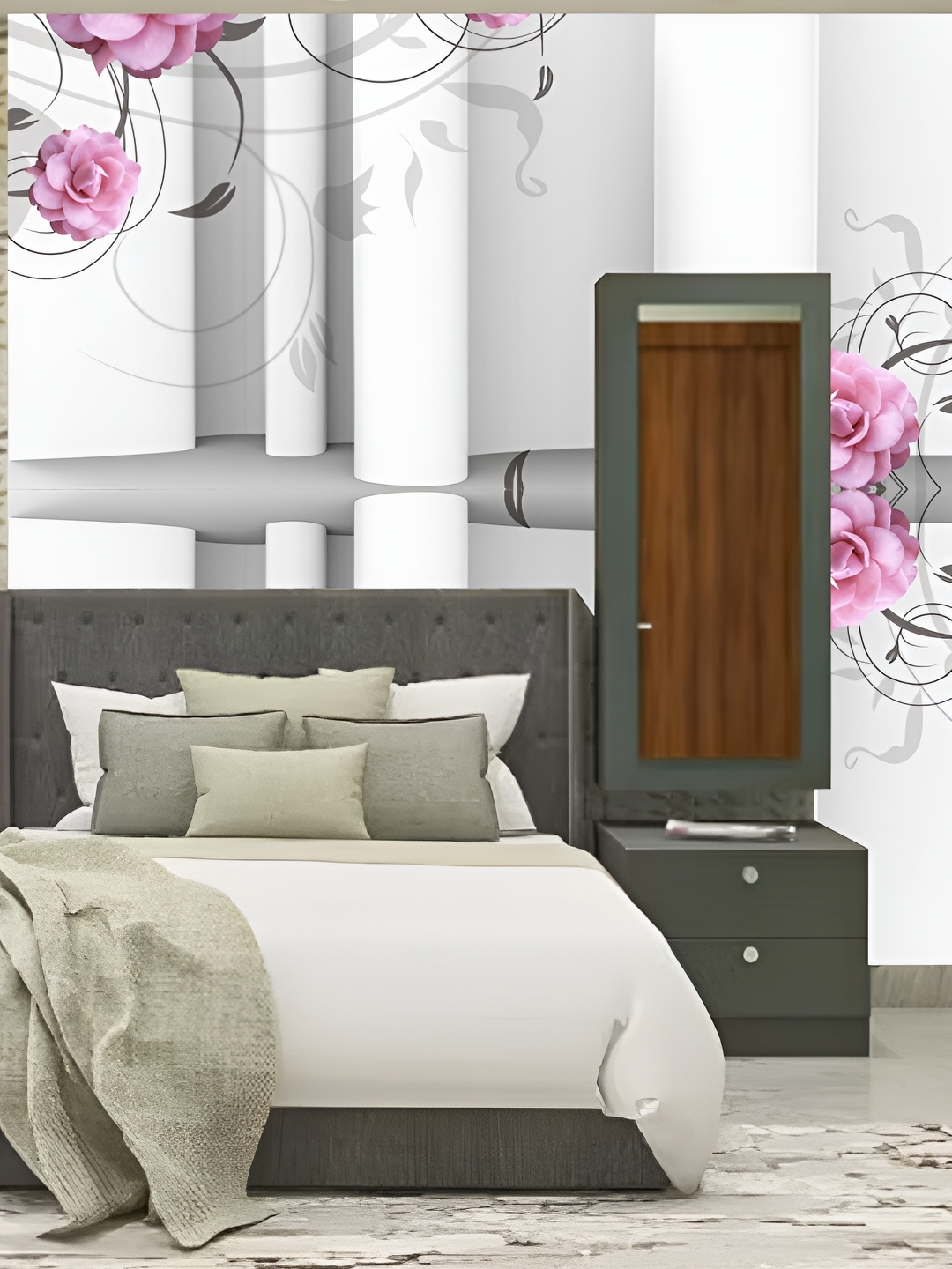 

Aura White & Grey Printed Self-Adhesive 3D Wallpaper