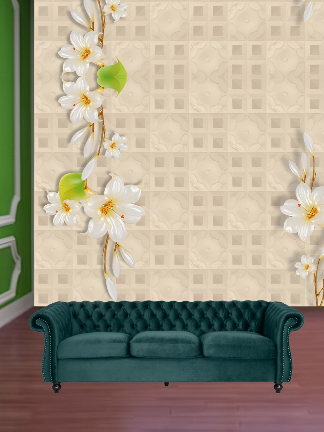 

Aura Beige & White Floral Printed Self-Adhesive Wall Sticker