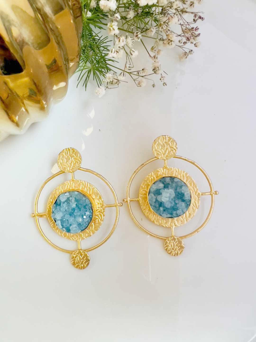 

XAGO Gold-Plated Contemporary Drop Earrings, Sea green
