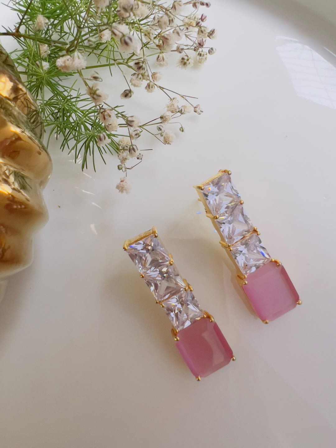 

XAGO Artificial Stones Gold Plated Drop Earrings
