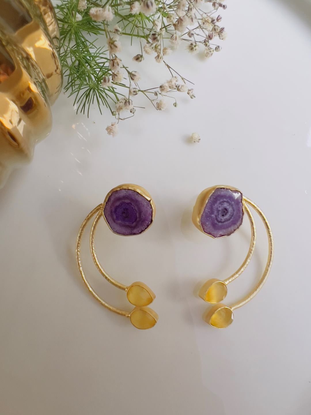 

XAGO Artificial Stones Gold Plated Drop Earrings