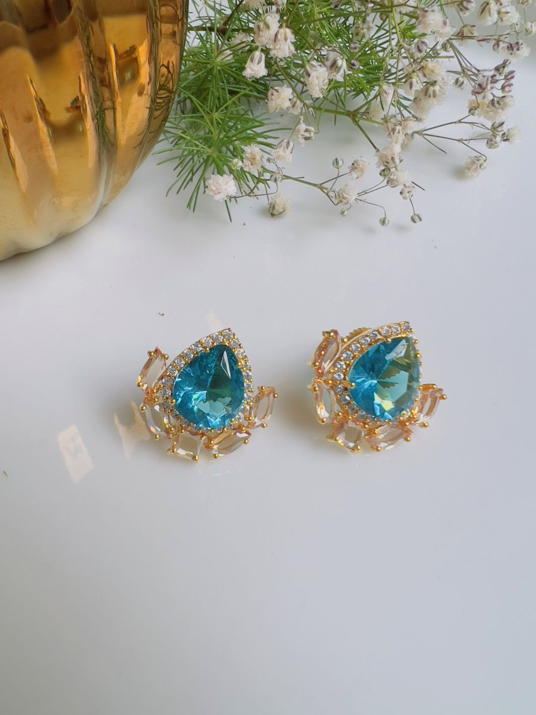 

XAGO Artificial Stones Gold Plated Studs Earrings