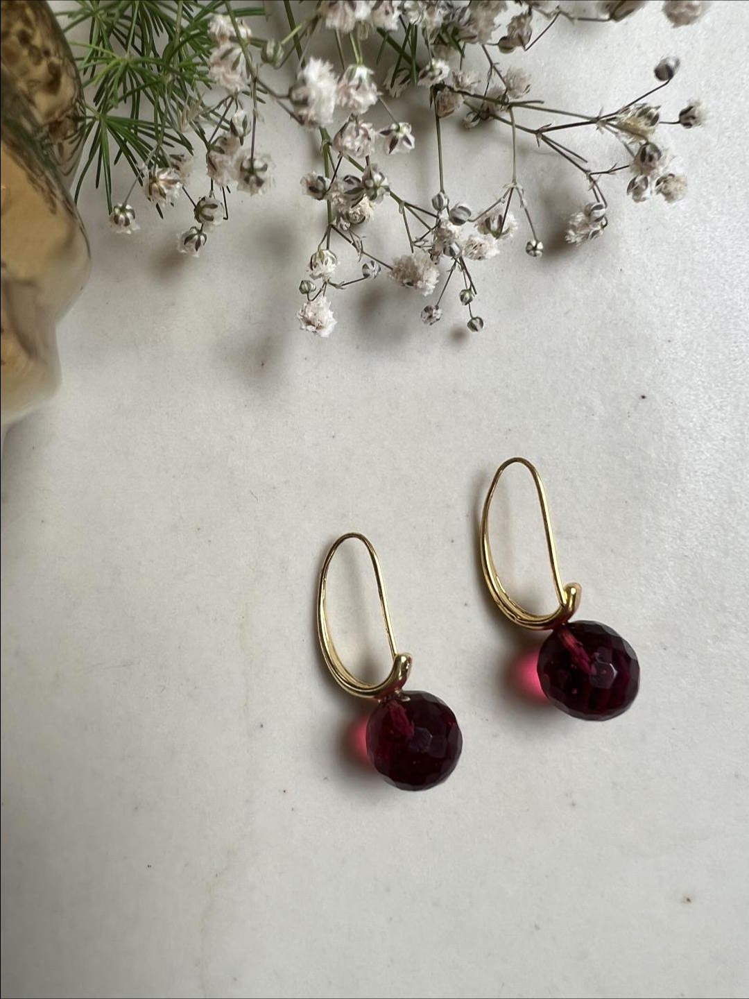 

XAGO Gold-Plated Stones Studded Contemporary Hoop Earrings