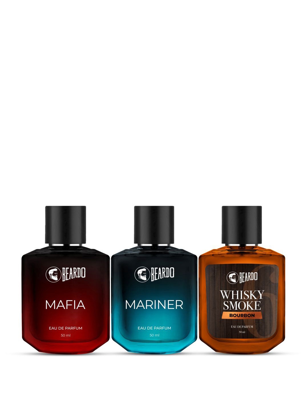 

BEARDO Men Set of 3 Eau De Parfum 50 ml Each - Mafia, Mariner, WS Bourbon, Red