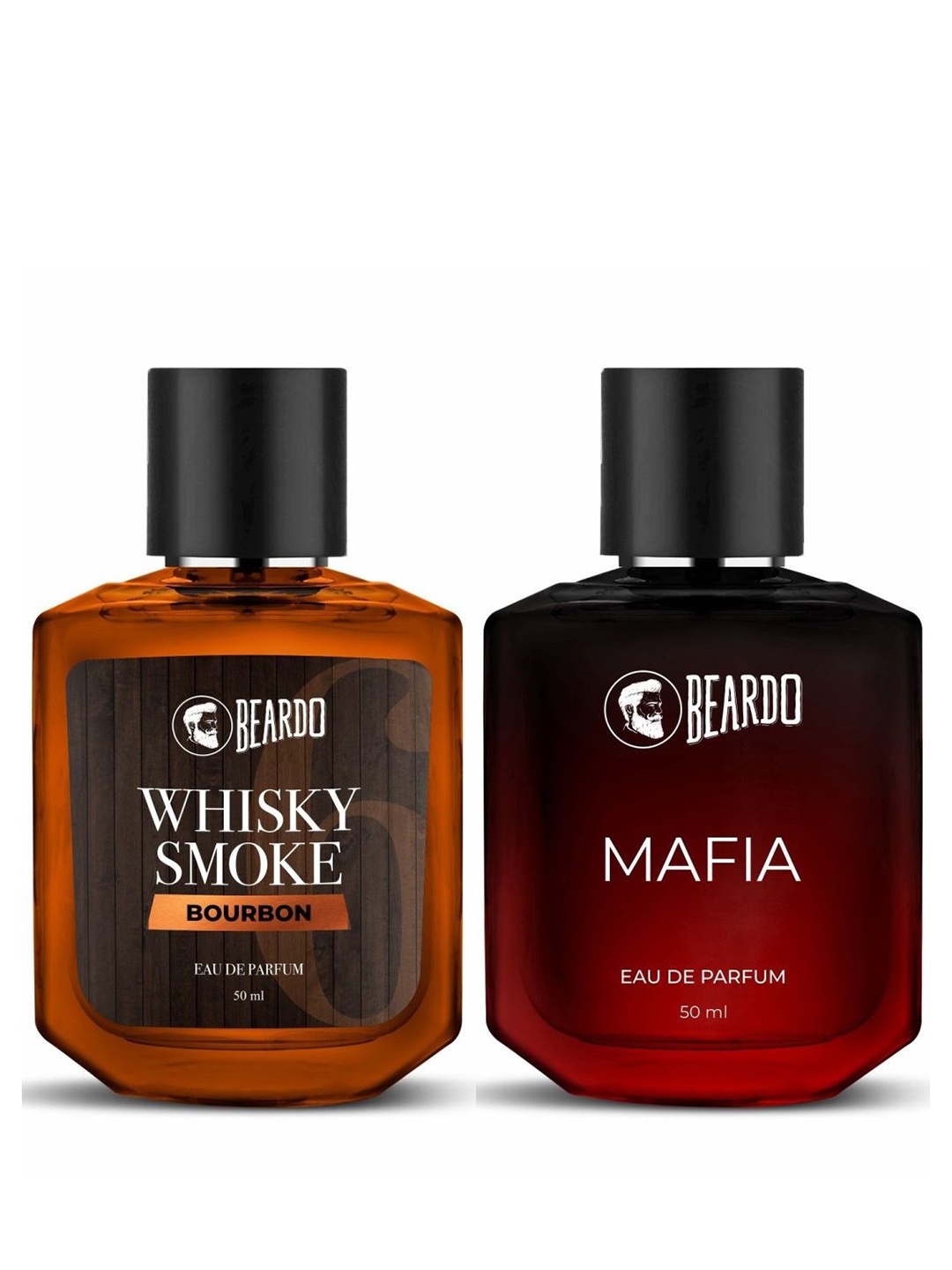 

BEARDO Men Set Of 2 Long Lasting Eau De Parfum - Whisky Smoke Bourbon & Mafia - 50ml Each, Brown