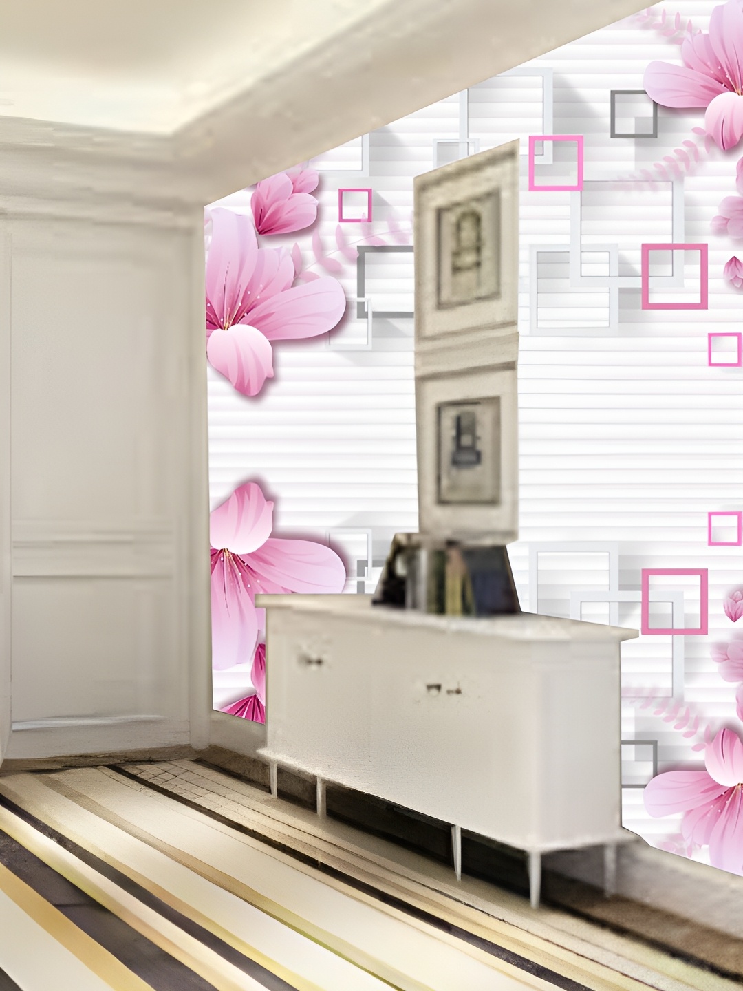 

Aura White & Pink Printed Self-Adhesive 3D Wallpaper