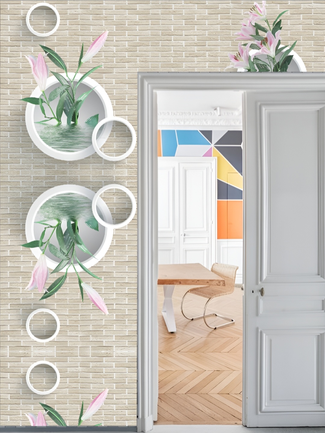 

Aura Beige & White Printed Self-Adhesive 3D Wallpaper